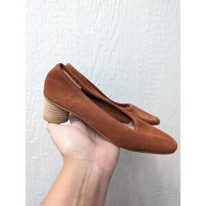 Anthropologie Soludos Stacked Column Sienna Nubuck Pumps Women’s Size 6.5